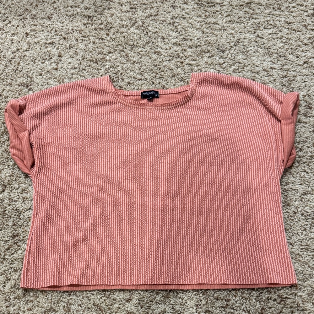 Dry Goods boutique Originality cropped ribbed short-sleeve top